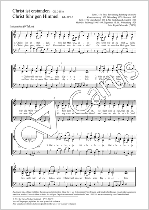 Christ ist erstanden Partitur, Einzelausgabe aus Chorbuch, In dieser Ausgabe / in this edition: Coro SAM, [Org]