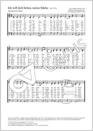 Ich will dich lieben, meine Stärke Score, separate edition from a choral collection, In dieser Ausgabe / in this edition: Coro SAM, [Org]