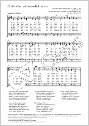 Großer Gott, wir loben dich Partitur, Einzelausgabe aus Chorbuch, In dieser Ausgabe / in this edition: Coro SAM, [Org]