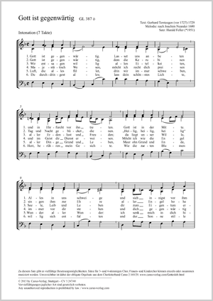 Gott ist gegenwärtig Partition, édition séparée avec recueil de musique chorale, In dieser Ausgabe / in this edition: Coro SAM, [Org]
