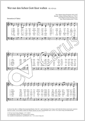 Wer nur den lieben Gott lässt walten Partition, édition séparée avec recueil de musique chorale, In dieser Ausgabe / in this edition: Coro SAM, [Org]