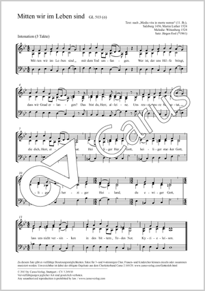 Mitten wir im Leben sind Partitur, Einzelausgabe aus Chorbuch, In dieser Ausgabe / in this edition: Coro SAM, [Org]