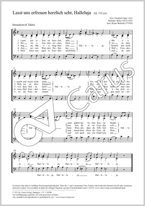 Lasst uns erfreuen herzlich sehr, Halleluja Score, separate edition from a choral collection, In dieser Ausgabe / in this edition: Coro SAM, [Org]