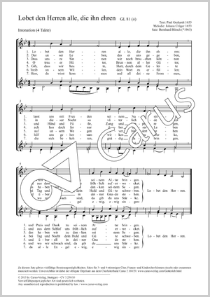 Lobet den Herren alle, die ihn ehren Partition, édition séparée avec recueil de musique chorale, In dieser Ausgabe / in this edition: Coro SSA, [Org]