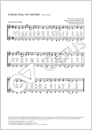 Liebster Jesu, wir sind hier Partition, édition séparée avec recueil de musique chorale, In dieser Ausgabe / in this edition: Coro SSA, [Org]