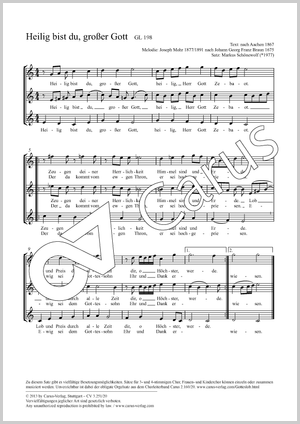Heilig bist du, großer Gott Partitur, Einzelausgabe aus Chorbuch, In dieser Ausgabe / in this edition: Coro SSA, [Org]