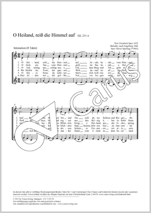 O Heiland, reiß die Himmel auf Partition, édition séparée avec recueil de musique chorale, In dieser Ausgabe / in this edition: Coro SSA, [Org]