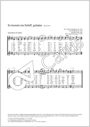 Es kommt ein Schiff, geladen Partitur, Einzelausgabe aus Chorbuch, In dieser Ausgabe / in this edition: Coro SSA, [Org]
