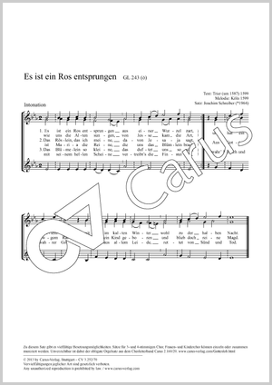 Es ist ein Ros entsprungen Partitur, Einzelausgabe aus Chorbuch, In dieser Ausgabe / in this edition: Coro SSA, [Org]