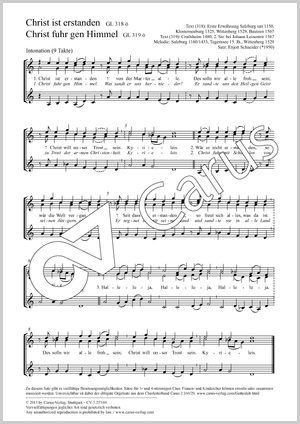 Christ ist erstanden Partitur, Einzelausgabe aus Chorbuch, In dieser Ausgabe / in this edition: Coro SSA, [Org]