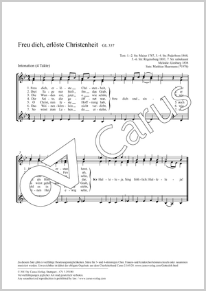 Freu dich, erlöste Christenheit Partitur, Einzelausgabe aus Chorbuch, In dieser Ausgabe / in this edition: Coro SSA, [Org]