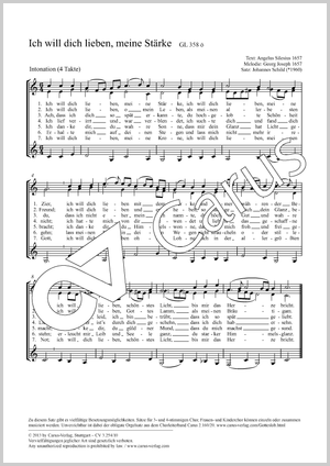 Ich will dich lieben, meine Stärke Partitur, Einzelausgabe aus Chorbuch, In dieser Ausgabe / in this edition: Coro SSA, [Org]