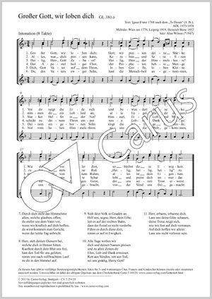 Großer Gott, wir loben dich Partitur, Einzelausgabe aus Chorbuch, In dieser Ausgabe / in this edition: Coro SSA, [Org]