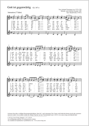 Gott ist gegenwärtig Partition, édition séparée avec recueil de musique chorale, In dieser Ausgabe / in this edition: Coro SSA, [Org]