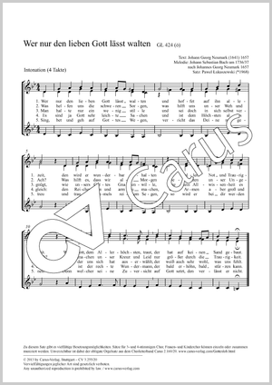Wer nur den lieben Gott lässt walten Partition, édition séparée avec recueil de musique chorale, In dieser Ausgabe / in this edition: Coro SSA, [Org]