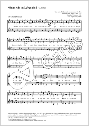 Mitten wir im Leben sind Partitur, Einzelausgabe aus Chorbuch, In dieser Ausgabe / in this edition: Coro SSA, [Org]