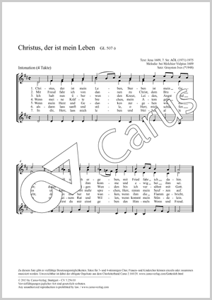 Christus, der ist mein Leben Partition, édition séparée avec recueil de musique chorale, In dieser Ausgabe / in this edition: Coro SSA, [Org]
