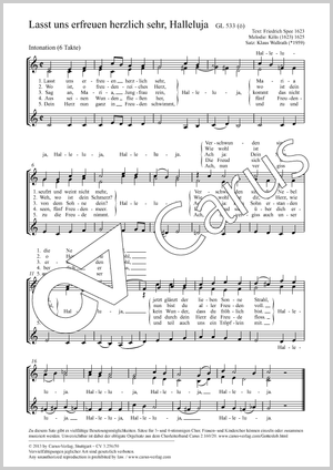 Lasst uns erfreuen herzlich sehr, Halleluja Score, separate edition from a choral collection, In dieser Ausgabe / in this edition: Coro SSA, [Org]