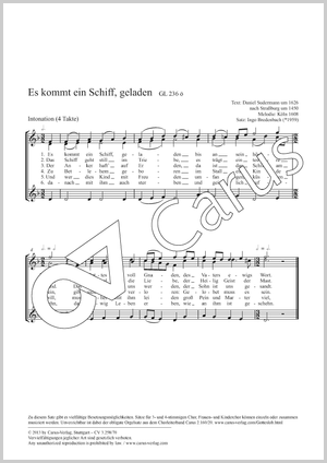 Es kommt ein Schiff, geladen Partitur, Einzelausgabe aus Chorbuch, In dieser Ausgabe / in this edition: 3stg Kinderchor, [Org]