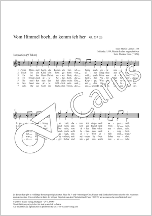 Vom Himmel hoch, da komm ich her Partitur, Einzelausgabe aus Chorbuch, In dieser Ausgabe / in this edition: 2stg Kinderchor, [Org]