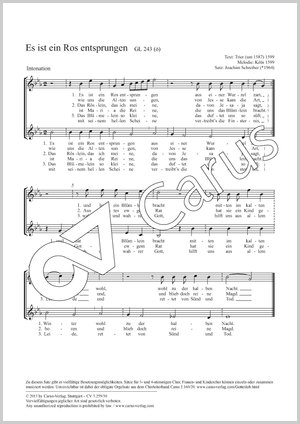 Es ist ein Ros entsprungen Partitur, Einzelausgabe aus Chorbuch, In dieser Ausgabe / in this edition: 2stg Kinderchor, [Org]
