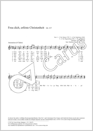 Freu dich, erlöste Christenheit Partitur, Einzelausgabe aus Chorbuch, In dieser Ausgabe / in this edition: 2stg Kinderchor, [Org]