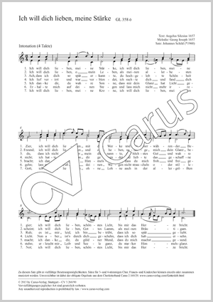 Ich will dich lieben, meine Stärke Score, separate edition from a choral collection, In dieser Ausgabe / in this edition: 2stg Kinderchor, [Org]