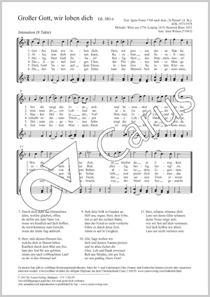 Großer Gott, wir loben dich Partitur, Einzelausgabe aus Chorbuch, In dieser Ausgabe / in this edition: 3stg Kinderchor, [Org]