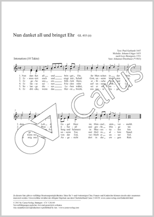 Johannes Ebenbauer: Nun danket all und bringet Ehr - Noten | Carus-Verlag