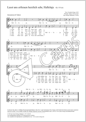Lasst uns erfreuen herzlich sehr, Halleluja Score, separate edition from a choral collection, In dieser Ausgabe / in this edition: 2stg Kinderchor, [Org]