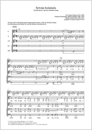Hannu Lepola (arr.): Sylvian joululaulu - Noten | Carus-Verlag