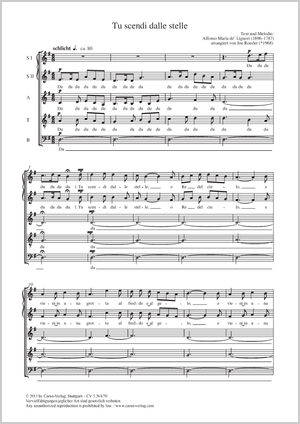 Tu scendi dalle stelle Partitur, Einzelausgabe aus Chorbuch