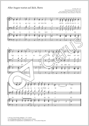 Aller Augen warten auf dich, Herre Partitur, Einzelausgabe aus Chorbuch
