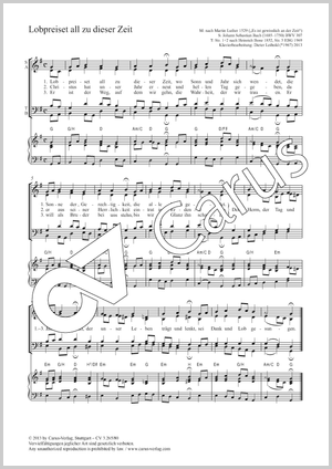 Lobpreiset all zu dieser Zeit Partition, édition séparée avec recueil de musique chorale