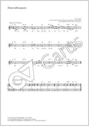 Canon à trois voix Partition, édition séparée avec recueil de musique chorale, mi bémol majeur