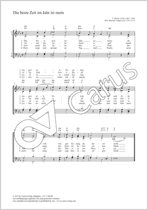 Die beste Zeit im Jahr ist mein Partition, édition séparée avec recueil de musique chorale