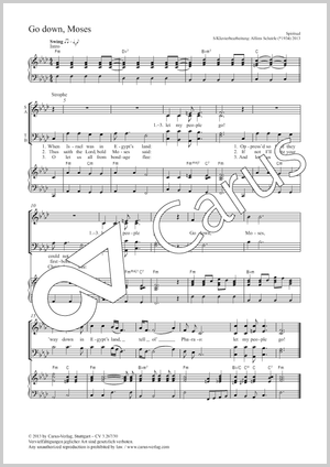 Go down, Moses Spiritual Partitur, Einzelausgabe aus Chorbuch