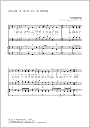 Gut'n Abend euch allen hier beisammen Score, separate edition from a choral collection