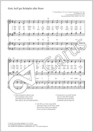 Gott, heil'ger Schöpfer aller Stern Partition, édition séparée avec recueil de musique chorale