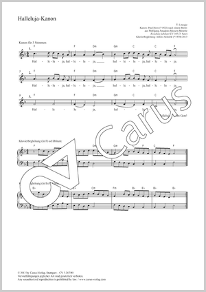 Paul Horn / Wolfgang Amadeus Mozart / Alfons Scheirle (arr.): Halleluja-Kanon - Noten | Carus-Verlag