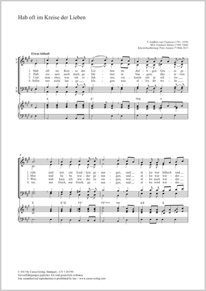 Hab oft im Kreise der Lieben Score, separate edition from a choral collection