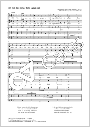 Ich bin das ganze Jahr vergnügt Score, separate edition from a choral collection
