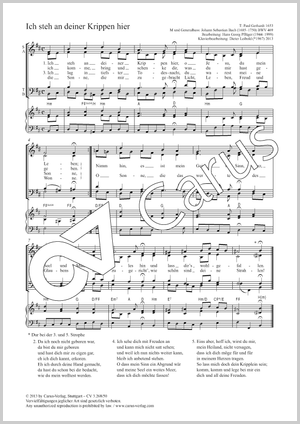 Ich steh an deiner Krippen hier Partition, édition séparée avec recueil de musique chorale