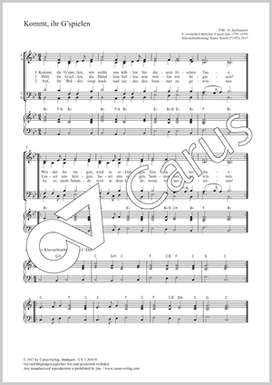 Kommt, ihr G'spielen Partition, édition séparée avec recueil de musique chorale