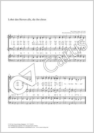 Lobet den Herren alle, die ihn ehren Partitur, Einzelausgabe aus Chorbuch