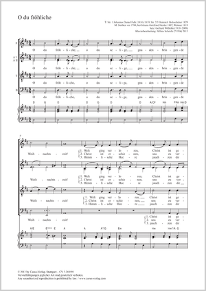 O du fröhliche Partitur, Einzelausgabe aus Chorbuch
