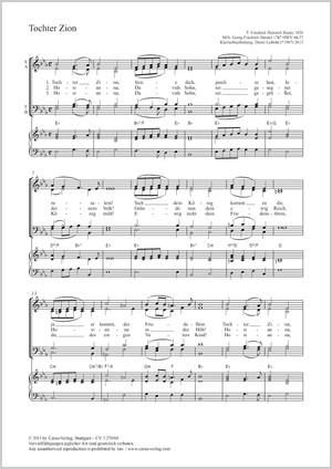 Tochter Zion Partitur, Einzelausgabe aus Chorbuch