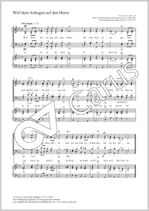 Felix Mendelssohn Bartholdy / Klaus Brecht (arr.): Wirf dein Anliegen auf den Herrn - Noten | Carus-Verlag