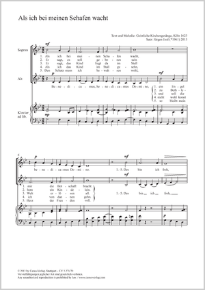 Als ich bei meinen Schafen wacht Partition, édition séparée avec recueil de musique chorale