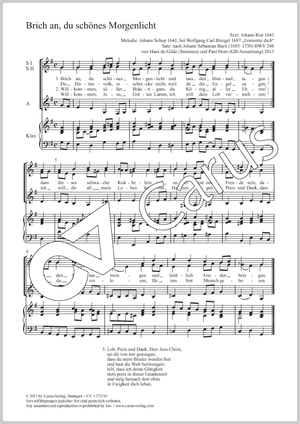Johann Sebastian Bach / Hans de Gilde (arr.): Brich an, du schönes Morgenlicht - Noten | Carus-Verlag